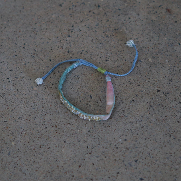 Antomoon silk and glass bead embroidered bracelet ATM-Antomoon-2-1-pastel palette